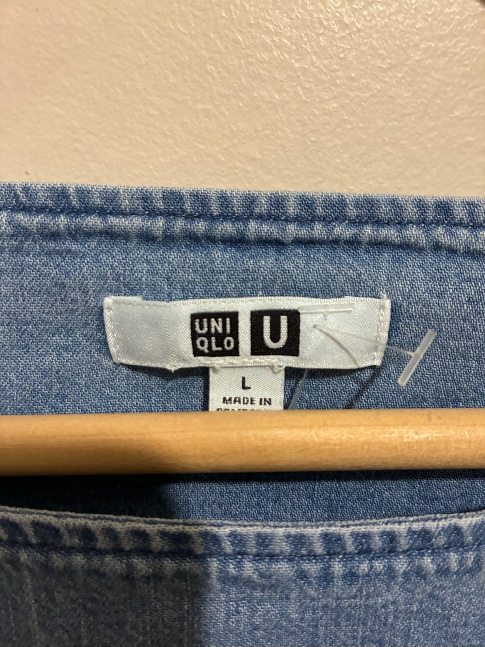 Uniqlo Denim Longsleeve Shirt Size Large Loose Boxy Fit - Picture 10 of 12